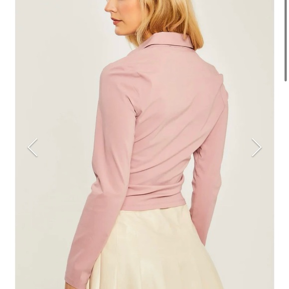 Ruched Front Button Down Top - Brown - Picture 3 of 8